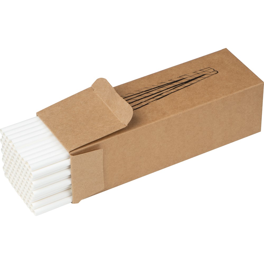 100er Set Trinkhalme aus Papier - Weiß